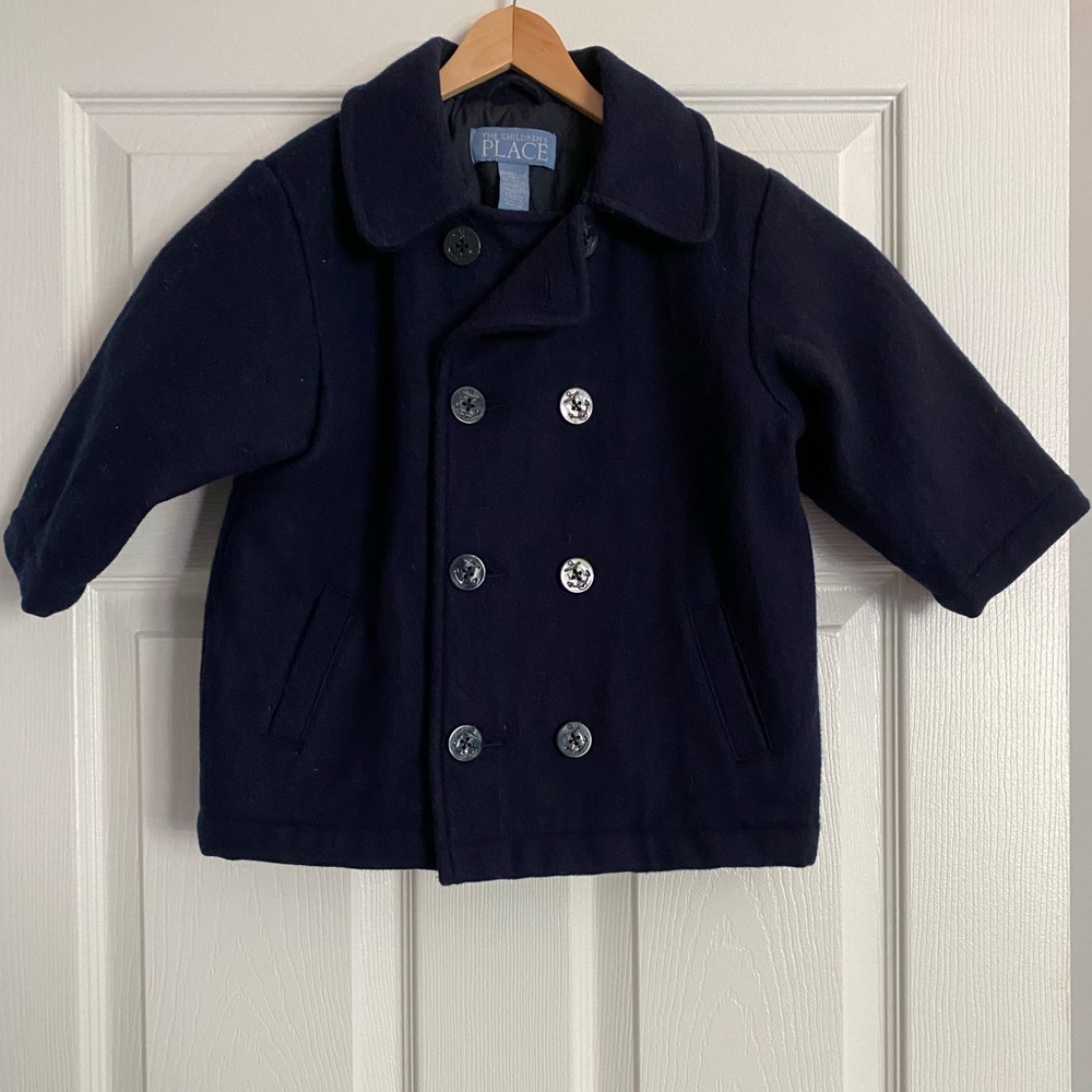 Boys Navy Wool Peacoat 3T